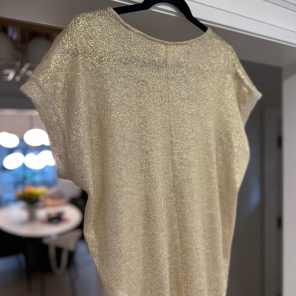 Vanessa Bruno Gold Short-Sleeve Mohair-Blend Sweater, US M/L (VB Sz 2/IT 42) - Picture 11 of 13